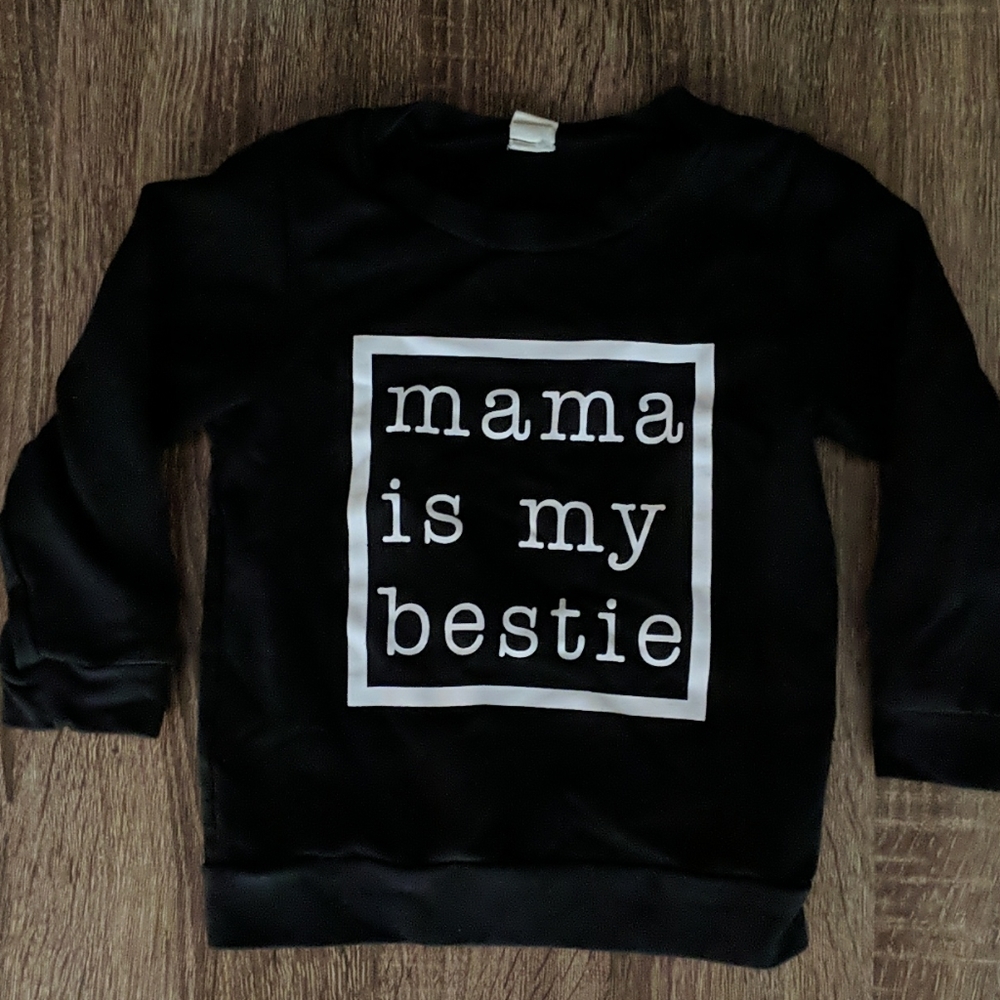 Kids Black "Mama Is My Bestie" Graphic Sweatshirt